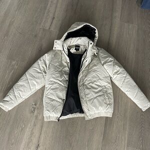 Boohoo man off-white shiny puffer jacket